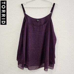 TORRID 1 Purple Grape Chiffon Elegant Layered Cami Top Tank Plus Size 14/16 1X